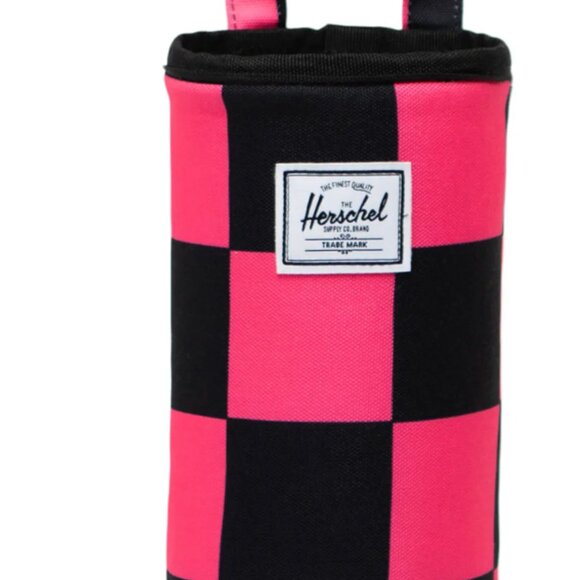 HERSCHEL Alexander Insulated Zip Tote and Bottle Holder/Large Check Neon Pink/Bl - Picture 4 of 14